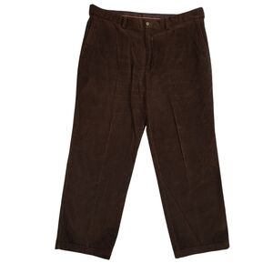 Haggar Men's Corduroy Dark Brown Straight Leg Flat Front Pants Size 40x29.